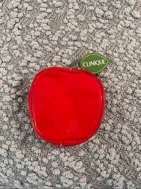 Clinique Red Apple Cosmetic Case with Green Leaf Tag